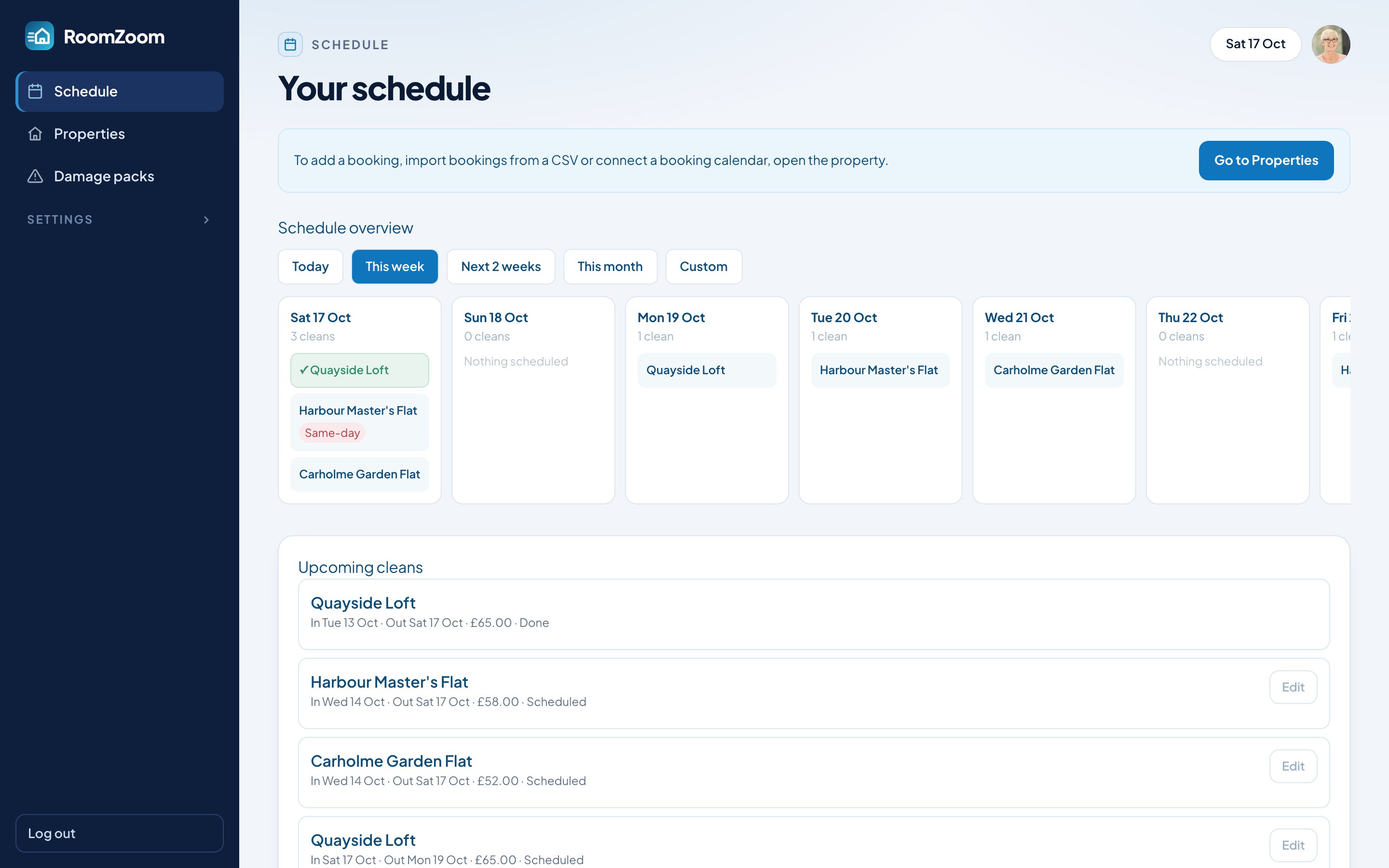 The RoomZoom client portal